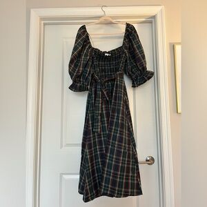 NWOT “All I Want Navy Tartan Plaid Midi Dress”